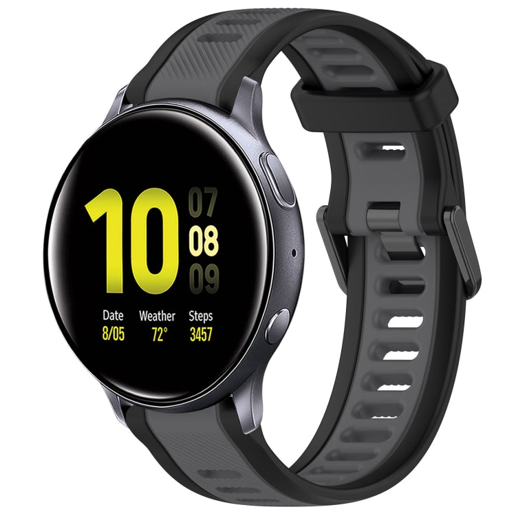 For Samsung Galaxy Watch Active 2 44mm 20mm Two Color Textured Silicone Watch Band(Grey+Black) - Watch Bands by PMC Jewellery | Online Shopping South Africa | PMC Jewellery