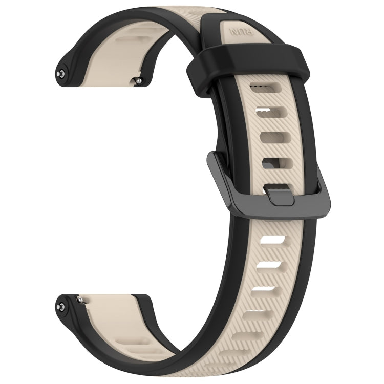For Garmin Forerunner 165 20mm Two Color Textured Silicone Watch Band(Starlight + Black) - free shipping - PMC TechLife - Order now!