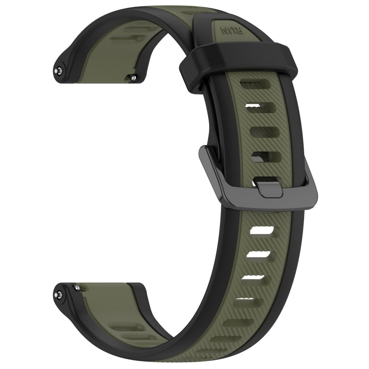 For Garmin Forerunner 165 Music 20mm Two Color Textured Silicone Watch Band(Green+Black) - Watch Bands by PMC Jewellery | Online Shopping South Africa | PMC Jewellery