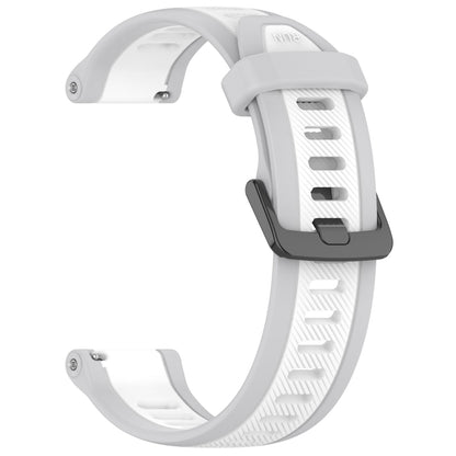 For Garmin Forerunner 165 Music 20mm Two Color Textured Silicone Watch Band(White+Grey) - Watch Bands by PMC Jewellery | Online Shopping South Africa | PMC Jewellery