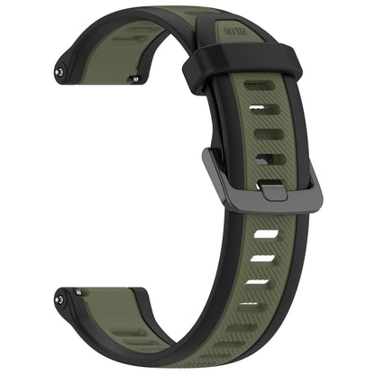 For Garmin Active 5 20mm Two Color Textured Silicone Watch Band(Green+Black) - Watch Bands by PMC Jewellery | Online Shopping South Africa | PMC Jewellery