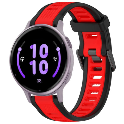 For Garmin Active 5 20mm Two Color Textured Silicone Watch Band(Red+Black) - Watch Bands by PMC Jewellery | Online Shopping South Africa | PMC Jewellery