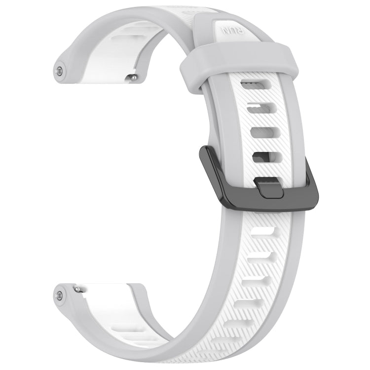 For Garmin Active 5 20mm Two Color Textured Silicone Watch Band(White+Grey) - Watch Bands by PMC TechLife | Online Shopping South Africa | PMC TechLife