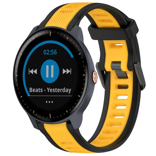 For Garmin Vivoactive3 Music 20mm Two Color Textured Silicone Watch Band(Yellow+Black) - Watch Bands by PMC Jewellery | Online Shopping South Africa | PMC Jewellery