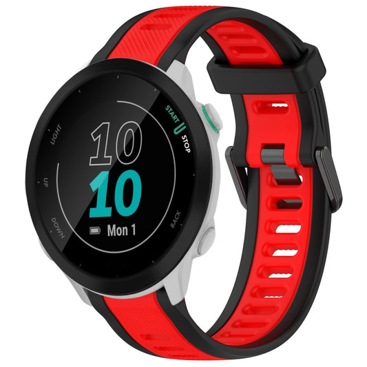 For Garmin Forerunner 55 20mm Two Color Textured Silicone Watch Band(Red+Black) - Watch Bands by PMC Jewellery | Online Shopping South Africa | PMC Jewellery