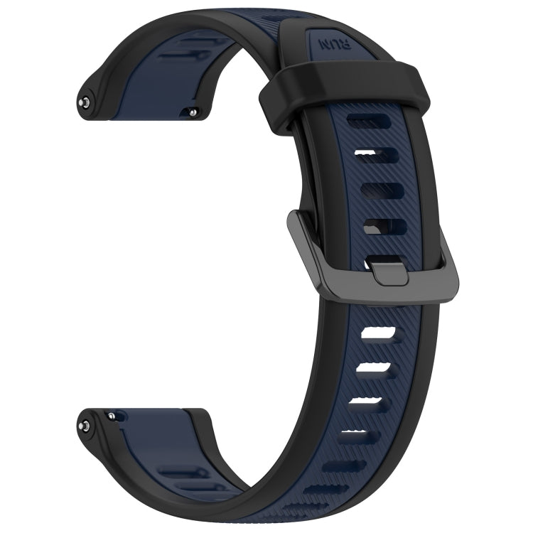 For Garmin Forerunner 245 / 245 Music 20mm Two Color Textured Silicone Watch Band(Midnight Blue+Black) - Watch Bands by PMC Jewellery | Online Shopping South Africa | PMC Jewellery