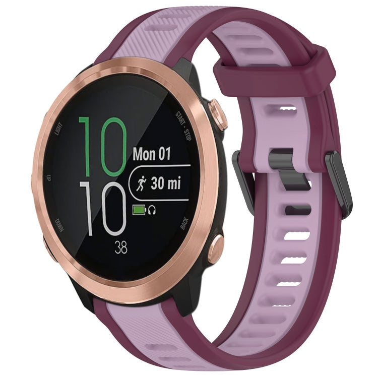 For Garmin Forerunner 645 / 645 Music 20mm Two Color Textured Silicone Watch Band(Purple) - Watch Bands by PMC Jewellery | Online Shopping South Africa | PMC Jewellery