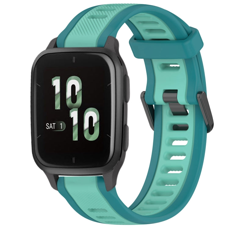 For Garmin Forerunner Sq2 / Sq2 Music 20mm Two Color Textured Silicone Watch Band(Teal) - Watch Bands by PMC Jewellery | Online Shopping South Africa | PMC Jewellery