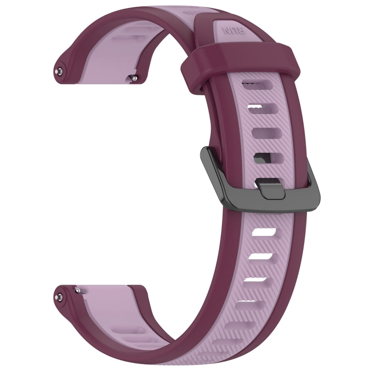 For Garmin Forerunner Sq2 / Sq2 Music 20mm Two Color Textured Silicone Watch Band(Purple) - Watch Bands by PMC Jewellery | Online Shopping South Africa | PMC Jewellery