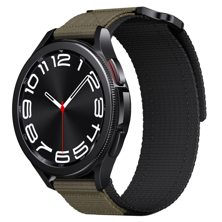 22mm Two Color Nylon Canvas Hook And Loop Fastener Watch Band(Black+Green) - 22mm Bands by PMC TechLife | Online Shopping South Africa | PMC TechLife