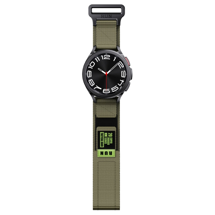 22mm Two Color Nylon Canvas Hook And Loop Fastener Watch Band(Army Green+Black) - 22mm Bands by PMC Jewellery | Online Shopping South Africa | PMC Jewellery