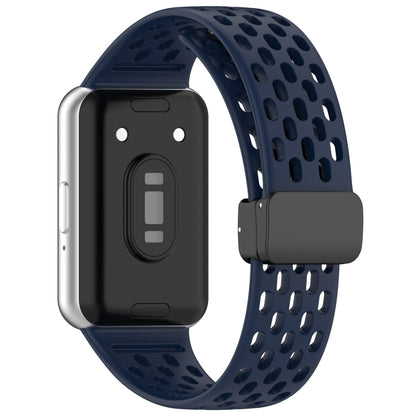 For Samsung Galaxy Fit 3 Hole Style Magnetic Folding Buckle Silicone Watch Band(Midnight Blue) - Watch Bands by PMC Jewellery | Online Shopping South Africa | PMC Jewellery