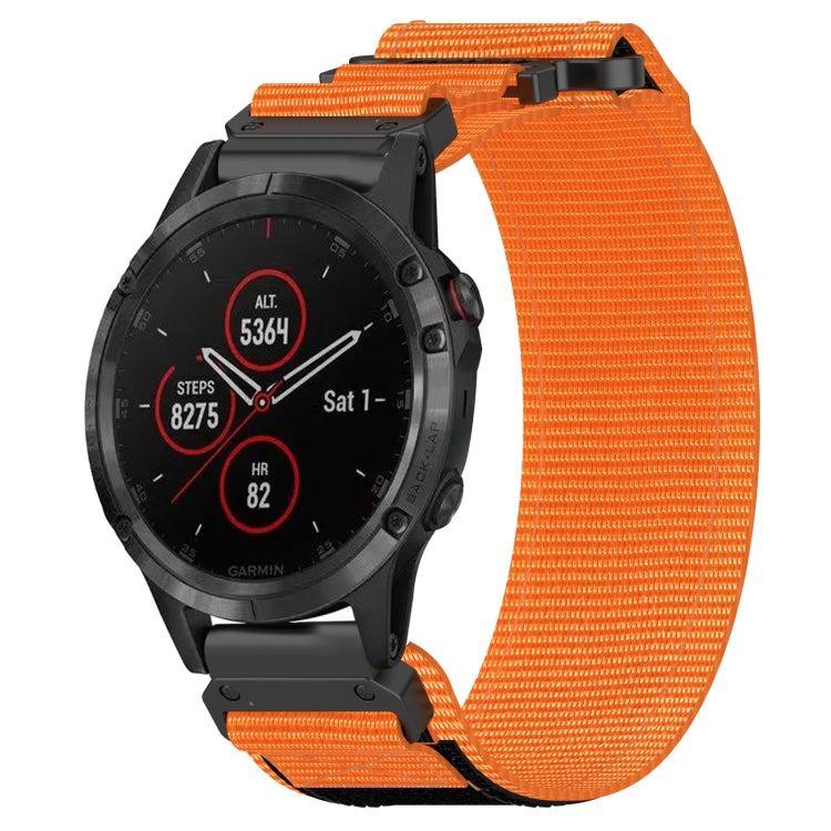 For Garmin Fenix 5 22mm Nylon Hook And Loop Fastener Watch Band(Orange) - Watch Bands by PMC Jewellery | Online Shopping South Africa | PMC Jewellery