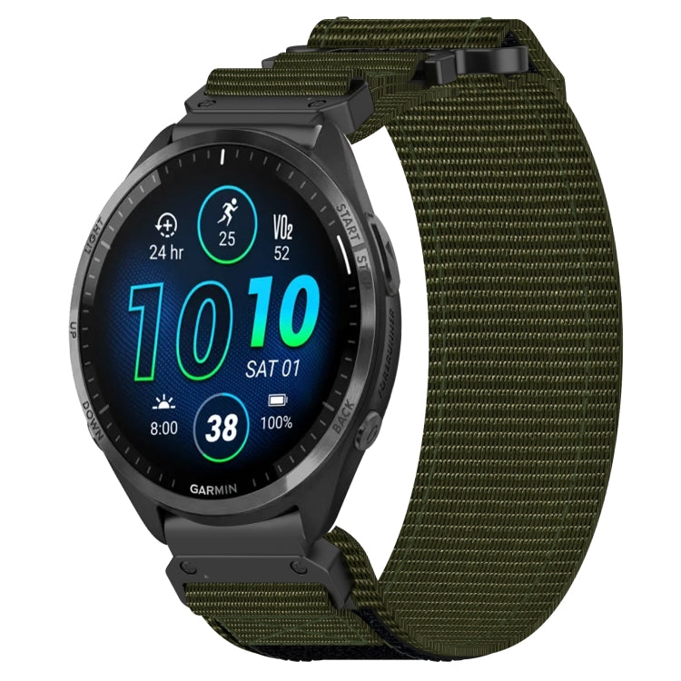 For Garmin Forerunner 965 22mm Nylon Hook And Loop Fastener Watch Band(Army Green) - Watch Bands by PMC Jewellery | Online Shopping South Africa | PMC Jewellery