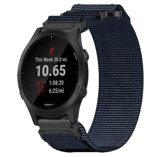 For Garmin Forerunner 945 22mm Nylon Hook And Loop Fastener Watch Band(Blue) - Watch Bands by PMC Jewellery | Online Shopping South Africa | PMC Jewellery