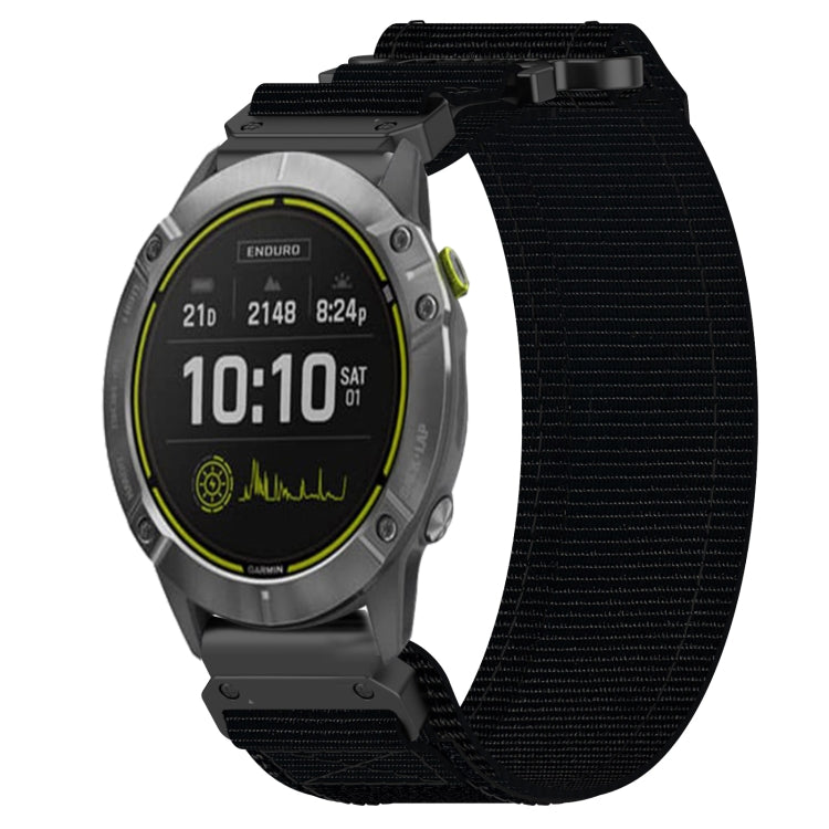 For Garmin Enduro 26mm Nylon Hook And Loop Fastener Watch Band(Black) - Watch Bands by PMC TechLife | Online Shopping South Africa | PMC TechLife