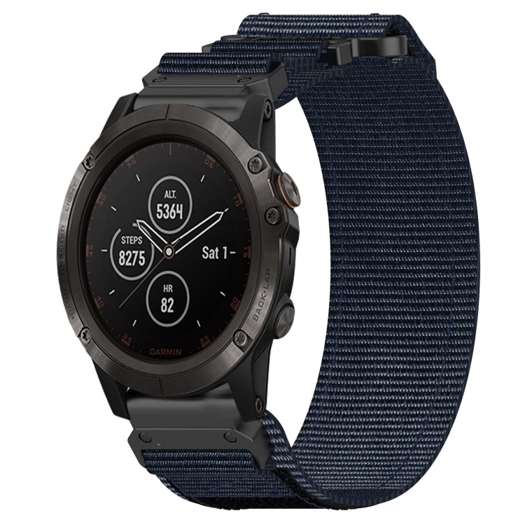 For Garmin Fenix 5X Plus 26mm Nylon Hook And Loop Fastener Watch Band(Blue) - Watch Bands by PMC Jewellery | Online Shopping South Africa | PMC Jewellery