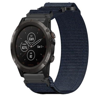 For Garmin Fenix 5X Plus 26mm Nylon Hook And Loop Fastener Watch Band(Blue) - Watch Bands by PMC Jewellery | Online Shopping South Africa | PMC Jewellery
