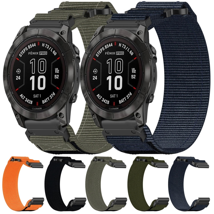 For Garmin Fenix 5X Plus 26mm Nylon Hook And Loop Fastener Watch Band(Army Green) - Watch Bands by PMC TechLife | Online Shopping South Africa | PMC TechLife