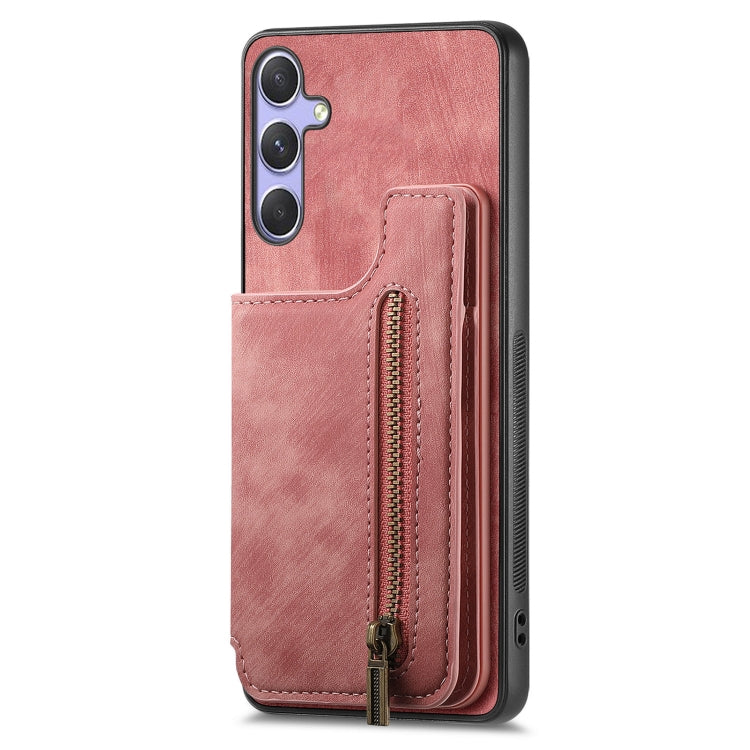 For Samsung Galaxy S25+ 5G Retro Leather Zipper Wallet Back Phone Case(Pink) - Galaxy S25+ 5G Cases by PMC Jewellery | Online Shopping South Africa | PMC Jewellery | Buy Now Pay Later Mobicred