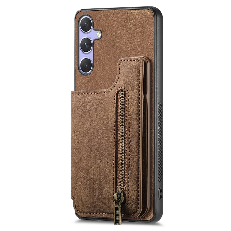 For Samsung Galaxy S25 Ultra 5G Retro Leather Zipper Wallet Back Phone Case(Brown) - Galaxy S25 Ultra 5G Cases by PMC Jewellery | Online Shopping South Africa | PMC Jewellery | Buy Now Pay Later Mobicred