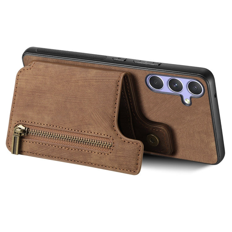 For Samsung Galaxy S25 Ultra 5G Retro Leather Zipper Wallet Back Phone Case(Brown) - Galaxy S25 Ultra 5G Cases by PMC Jewellery | Online Shopping South Africa | PMC Jewellery | Buy Now Pay Later Mobicred