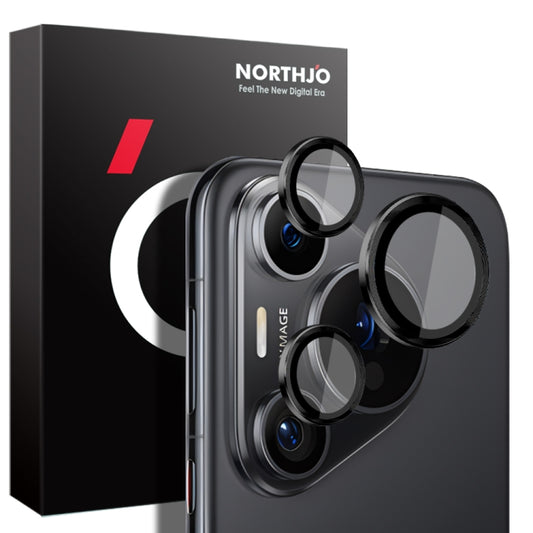 For Huawei Pura 70 Pro NORTHJO Camera Lens CD Vein Metal Ring Tempered Glass Film(Black) - Huawei Tempered Glass by NORTHJO | Online Shopping South Africa | PMC Jewellery | Buy Now Pay Later Mobicred