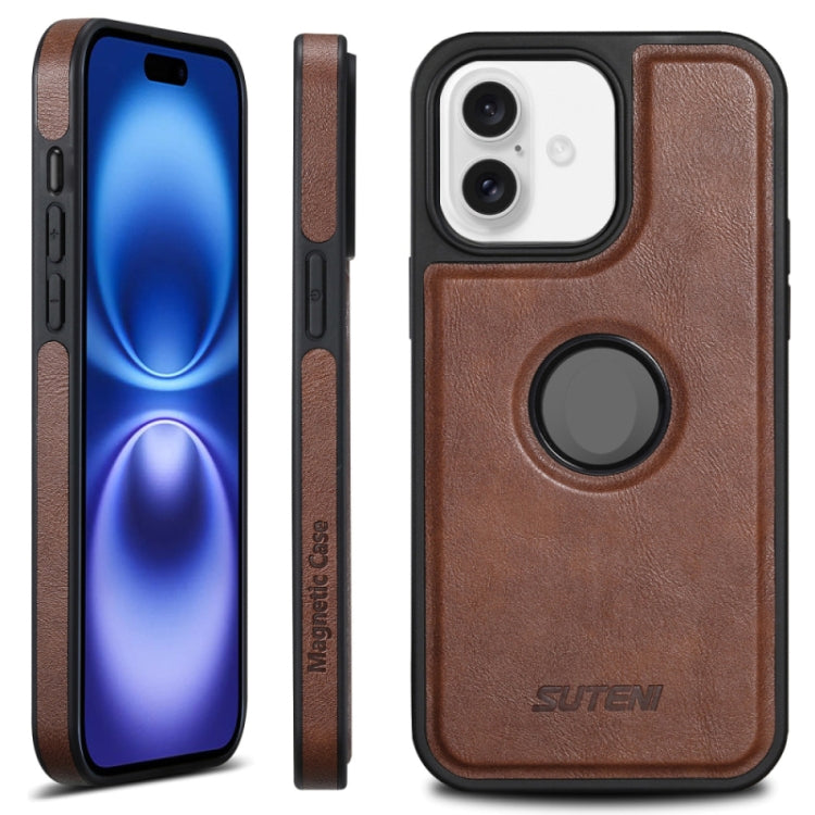 For iPhone 16 Plus Suteni G1 Magsafe Leather Back Phone Case(Brown) - free shipping - PMC Jewellery - Order now!