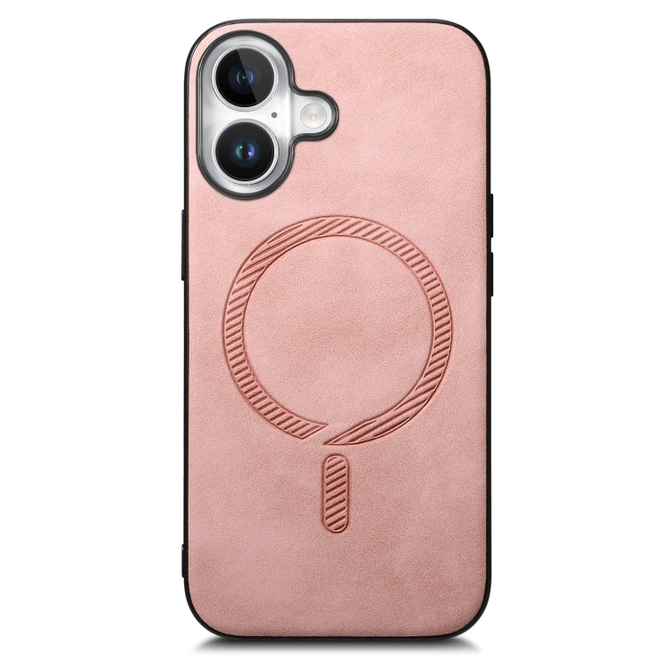 For iPhone 16 Solid Color Retro Magsafe PU Back Cover Phone Case(Pink) - iPhone 16 Cases by PMC Jewellery | Online Shopping South Africa | PMC Jewellery | Buy Now Pay Later Mobicred