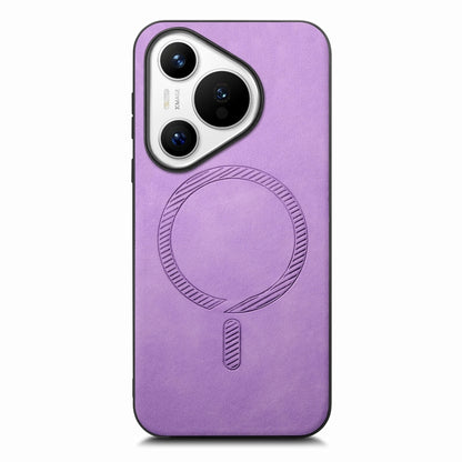 For Huawei Pura 70 Pro+ Solid Color Retro Magsafe PU Back Cover Phone Case(Purple) - Huawei Cases by PMC Jewellery | Online Shopping South Africa | PMC Jewellery | Buy Now Pay Later Mobicred