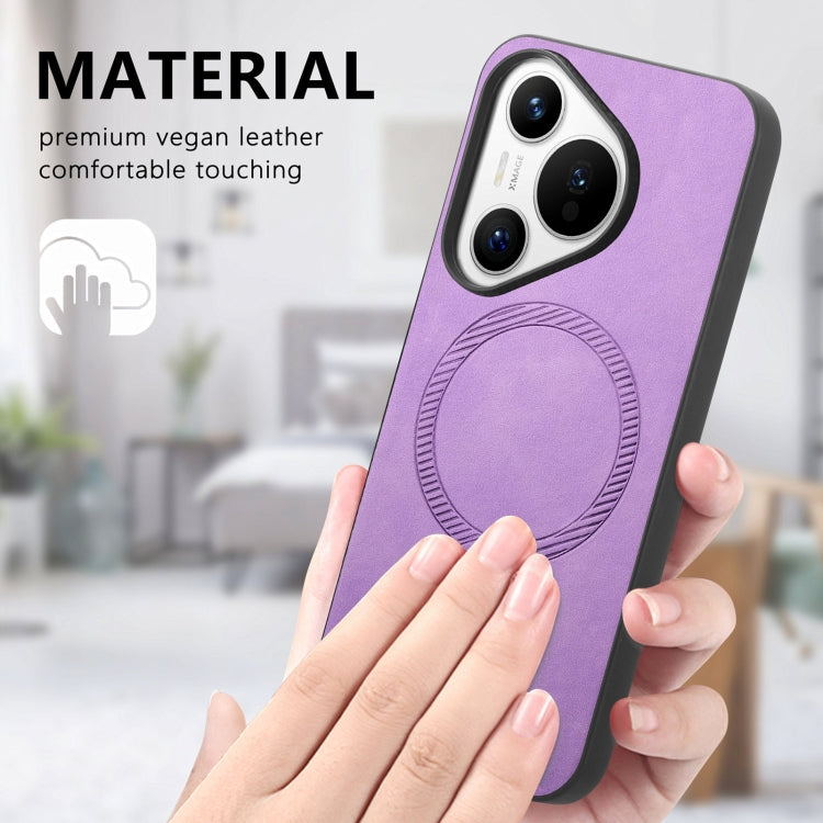 For Huawei Pura 70 Ultra Solid Color Retro Magsafe PU Back Cover Phone Case(Purple) - Huawei Cases by PMC Jewellery | Online Shopping South Africa | PMC Jewellery | Buy Now Pay Later Mobicred