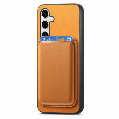 For Samsung Galaxy S25+ 5G Retro Magsafe Card Bag PU Back Cover Phone Case(Yellow) - Galaxy S25+ 5G Cases by PMC Jewellery | Online Shopping South Africa | PMC Jewellery | Buy Now Pay Later Mobicred