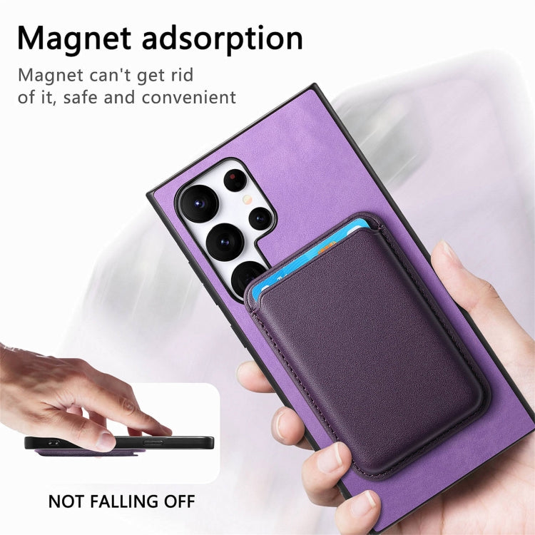 For Samsung Galaxy S25 Ultra 5G Retro Magsafe Card Bag PU Back Cover Phone Case(Purple) - Galaxy S25 Ultra 5G Cases by PMC Jewellery | Online Shopping South Africa | PMC Jewellery | Buy Now Pay Later Mobicred