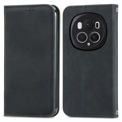 For Honor Magic6 Pro Retro Skin Feel Magnetic Flip Leather Phone Case(Black) - Honor Cases by PMC Jewellery | Online Shopping South Africa | PMC Jewellery | Buy Now Pay Later Mobicred