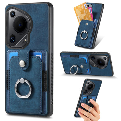 For Huawei Pura 70 Ultra Retro Skin-feel Ring Card Wallet Phone Case(Blue) - Huawei Cases by PMC Jewellery | Online Shopping South Africa | PMC Jewellery | Buy Now Pay Later Mobicred