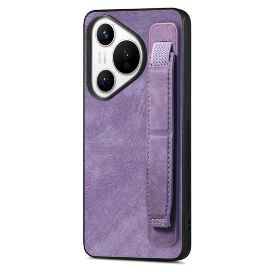 For Huawei Pura 70 Pro+ Retro Wristband Holder Leather Back Phone Case(Purple) - Huawei Cases by PMC Jewellery | Online Shopping South Africa | PMC Jewellery | Buy Now Pay Later Mobicred