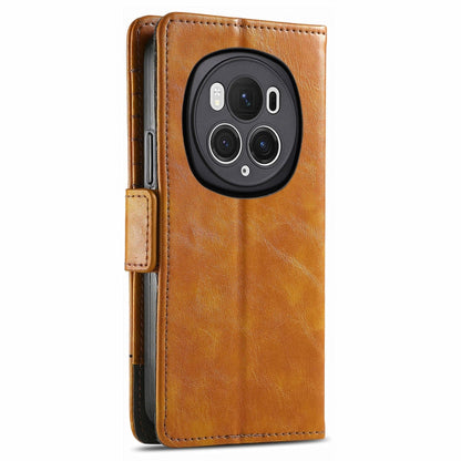 For Honor Magic6 Pro CaseNeo Splicing Dual Magnetic Buckle Leather Phone Case(Khaki) - Honor Cases by PMC Jewellery | Online Shopping South Africa | PMC Jewellery | Buy Now Pay Later Mobicred