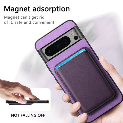 For Google Pixel 9 Pro Retro Magsafe Card Bag PU Back Cover Phone Case(Purple) - Google Cases by PMC Jewellery | Online Shopping South Africa | PMC Jewellery | Buy Now Pay Later Mobicred