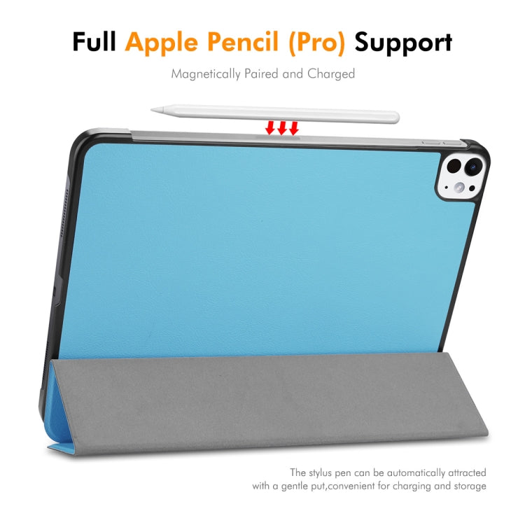 For iPad Pro 13 2024 ENKAY Tri-fold Custer Texture Platic Leather Smart Tablet Case(Dark Blue) - free shipping - PMC TechLife - Order now!