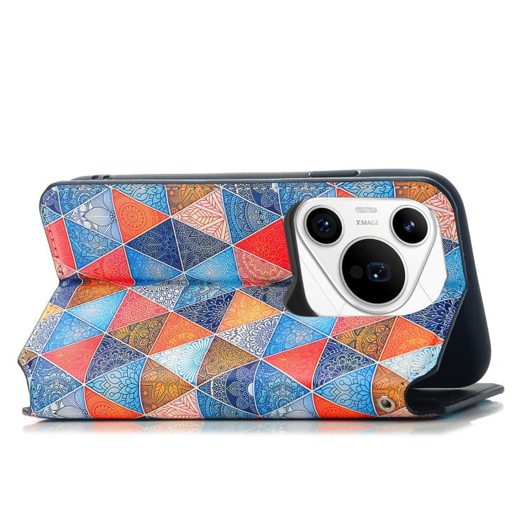 For Huawei Pura 70 Pro CaseNeo Colorful Magnetic Leather Phone Case(Rhombus Mandala) - Huawei Cases by PMC Jewellery | Online Shopping South Africa | PMC Jewellery | Buy Now Pay Later Mobicred