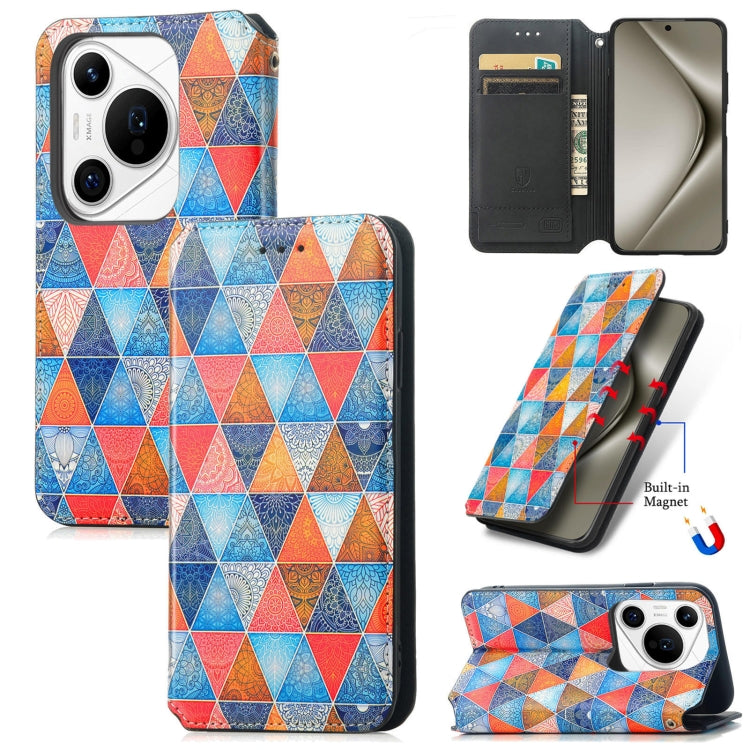 For Huawei Pura 70 Ultra CaseNeo Colorful Magnetic Leather Phone Case(Rhombus Mandala) - Huawei Cases by PMC Jewellery | Online Shopping South Africa | PMC Jewellery | Buy Now Pay Later Mobicred