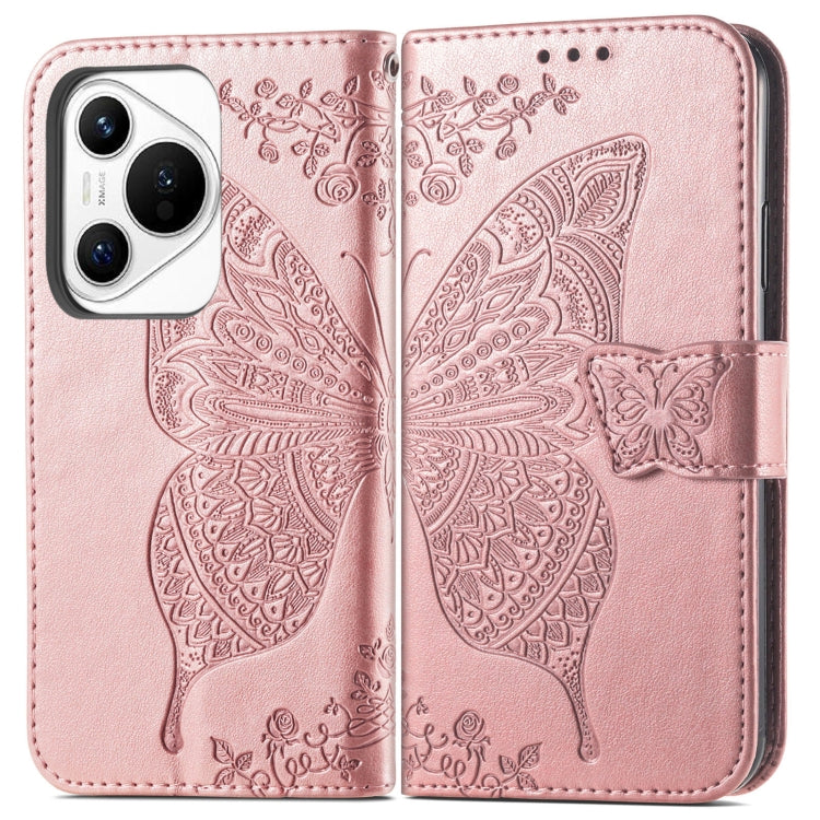 For Huawei Pura 70 Butterfly Love Flower Embossed Leather Phone Case(Rose Gold) - Huawei Cases by PMC Jewellery | Online Shopping South Africa | PMC Jewellery | Buy Now Pay Later Mobicred