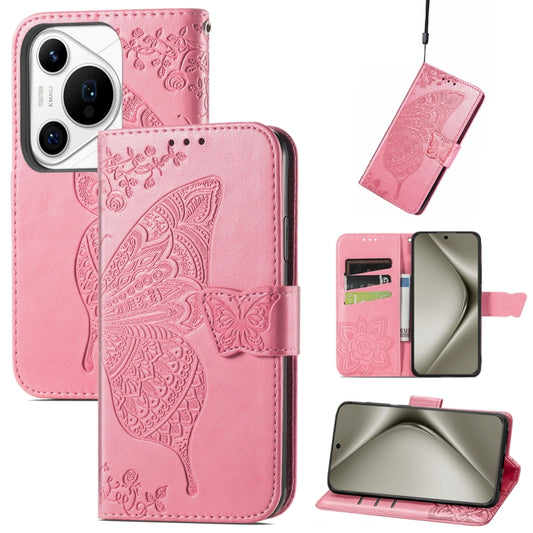 For Huawei Pura 70 Pro Butterfly Love Flower Embossed Leather Phone Case(Pink) - Huawei Cases by PMC Jewellery | Online Shopping South Africa | PMC Jewellery | Buy Now Pay Later Mobicred