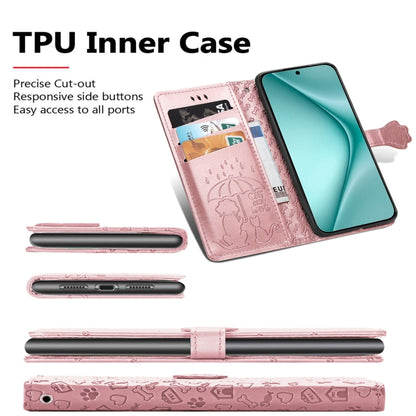 For Huawei Pura 70 Pro+ Cat and Dog Embossed Leather Phone Case(Rose Gold) - Huawei Cases by PMC Jewellery | Online Shopping South Africa | PMC Jewellery | Buy Now Pay Later Mobicred