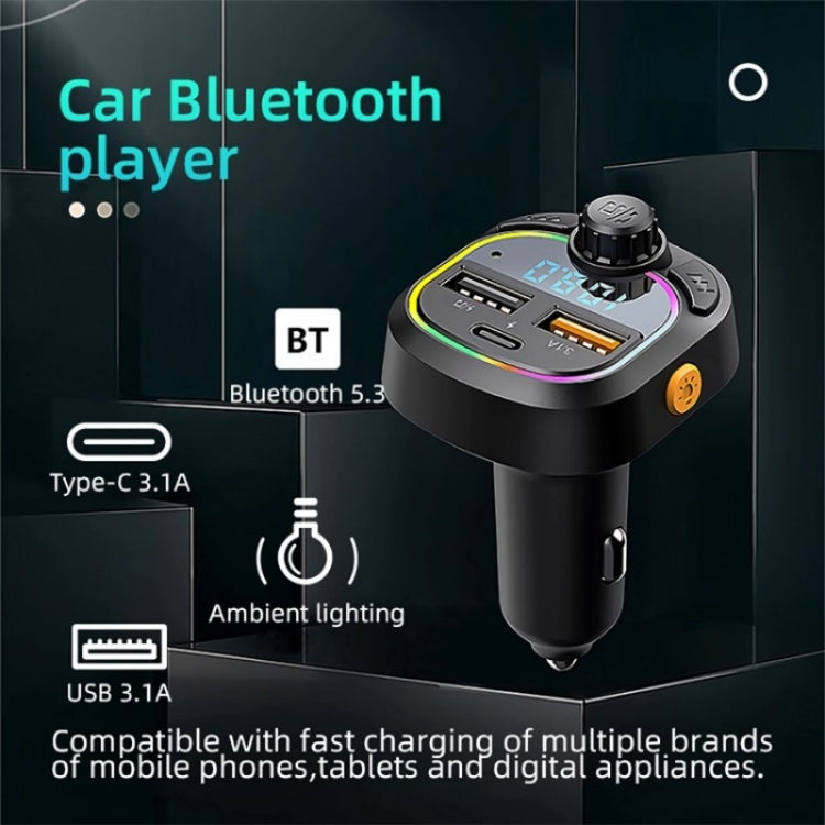 C6 Type-C+2 USB Fast Charger Audio MP3 Player Digital Display FM Car Bluetooth Transmitter - Bluetooth Car Kits by PMC Jewellery | Online Shopping South Africa | PMC Jewellery | Buy Now Pay Later Mobicred