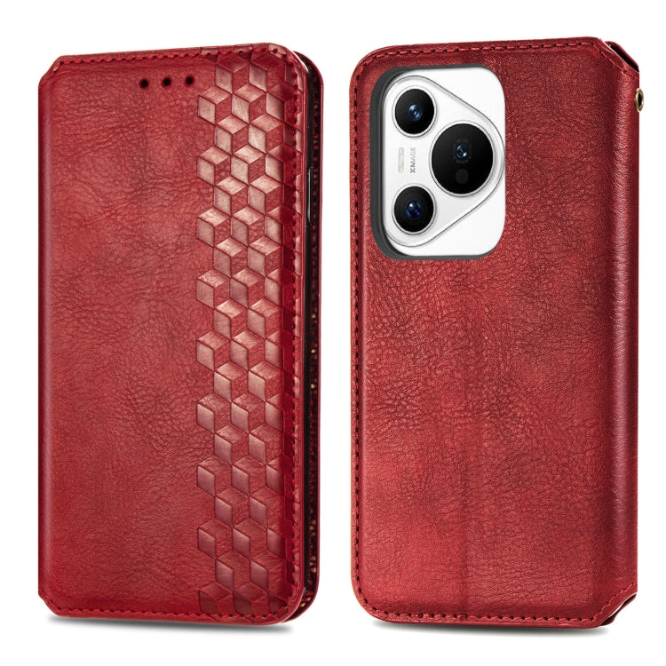 For Huawei Pura 70 Pro Cubic Grid Pressed Magnetic Leather Phone Case(Red) - Huawei Cases by PMC Jewellery | Online Shopping South Africa | PMC Jewellery | Buy Now Pay Later Mobicred