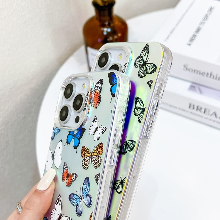 For iPhone 16 Electroplating Laser Butterfly Phone Case with Wrist Strap(Color Butterflies AB1) - iPhone 16 Cases by PMC Jewellery | Online Shopping South Africa | PMC Jewellery | Buy Now Pay Later Mobicred