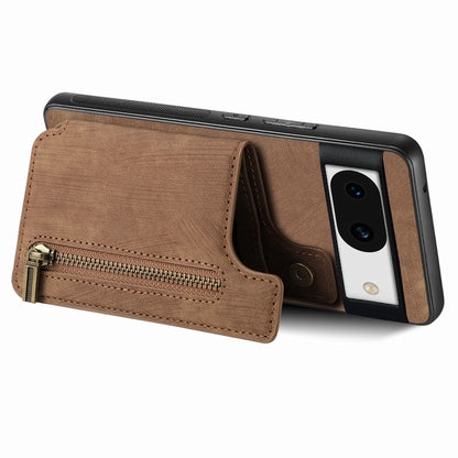 For Google Pixel 9 / 9 Pro Retro Leather Zipper Wallet Back Phone Case(Brown) - Google Cases by PMC Jewellery | Online Shopping South Africa | PMC Jewellery | Buy Now Pay Later Mobicred