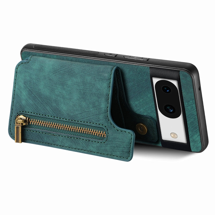 For Google Pixel 9 / 9 Pro Retro Leather Zipper Wallet Back Phone Case(Green) - Google Cases by PMC Jewellery | Online Shopping South Africa | PMC Jewellery | Buy Now Pay Later Mobicred