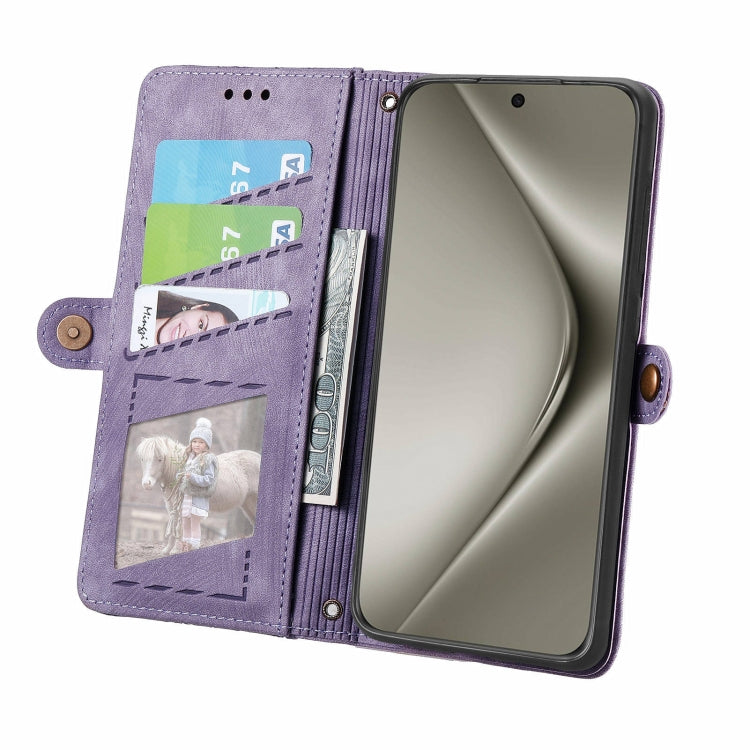 For Huawei Pura 70 Pro Geometric Zipper Wallet Side Buckle Leather Phone Case(Purple) - Huawei Cases by PMC Jewellery | Online Shopping South Africa | PMC Jewellery | Buy Now Pay Later Mobicred